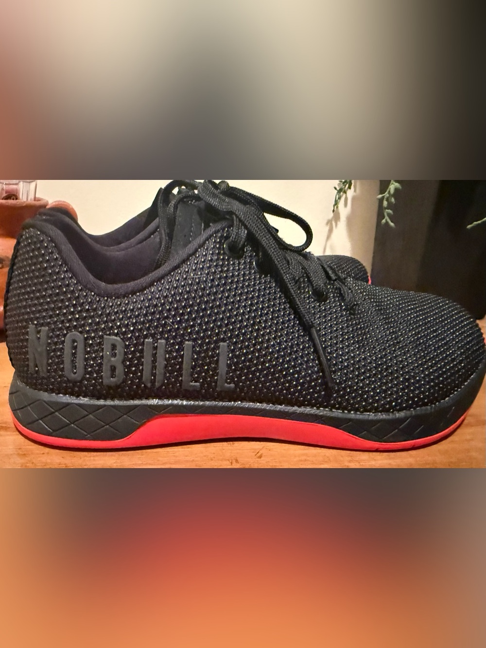 NOBULL unisex men’s 5/ women’s 6.5 Black Athletic Shoe with Red Midsole